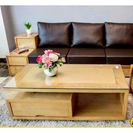 Casa 07 : Bàn Sofa Gỗ Sồi + Mặt Kính Cường Lực